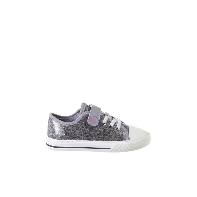 Basket synthétique à scratchs lilas <span itemprop=