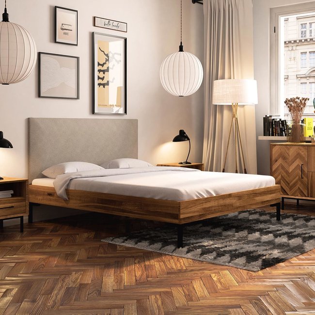 Lit en chêne massif Couleur bois clair <span itemprop=