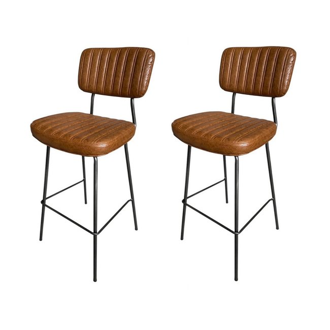 Lot de 2 tabourets de bar confortables - ARIZONA Couleur marron <span itemprop=