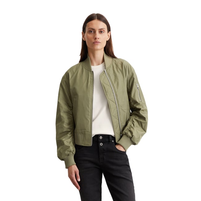 Blouson style pilote regular en sergé de polyester recyclé vert foncé <span itemprop=