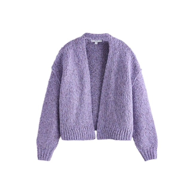 Cardigan doux en maille épaisse ouverte neppy violet <span itemprop=