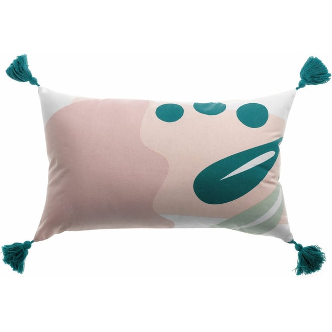 Coussin déco Réversible 30x50 cm Coton Althéa rose <span itemprop=