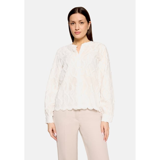Chemisier en dentelle à bords fantaisie blanc <span itemprop=