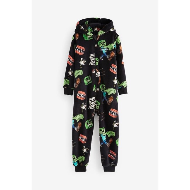 Combinaison en polaire noir/vert <span itemprop=