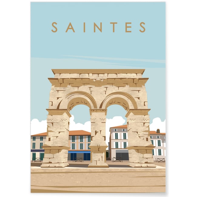 Affiche ville Saintes Couleur blanc <span itemprop=