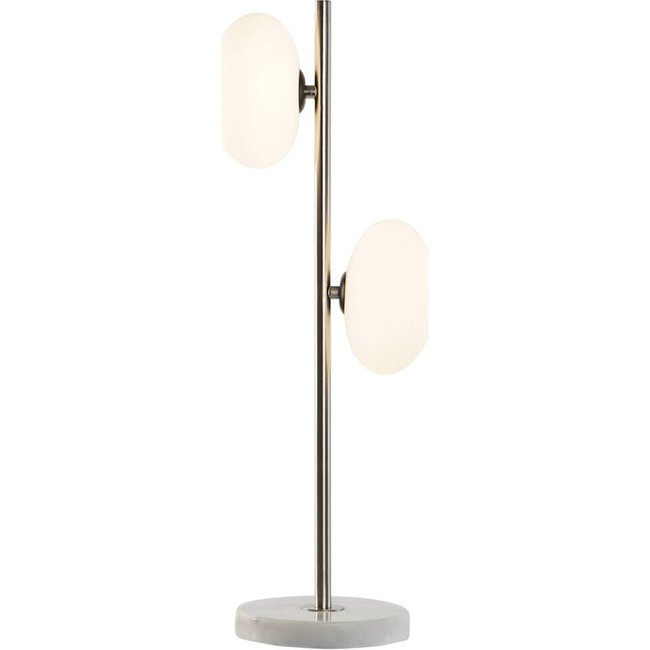 Lampe de table design verre et marbre style moderne élégant Couleur argent et blanc opalin <span itemprop=