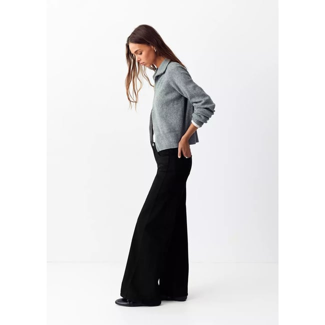 Jean flare délavage noir black denim <span itemprop=