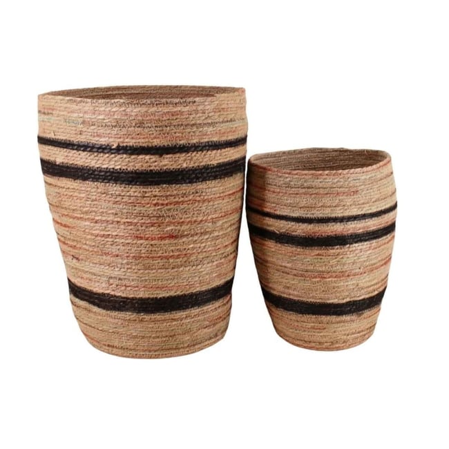 Lot de 2 paniers hauts en fibres naturelles Couleur beige <span itemprop=