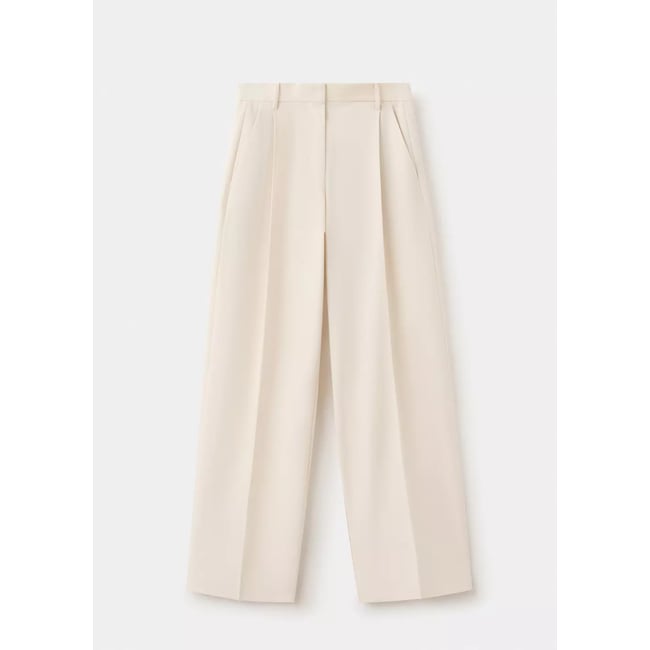 Pantalon costume pinces écru <span itemprop=