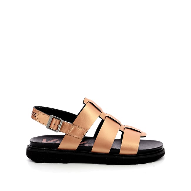 Sandales Kickers En Cuir Rose Pâle Taille 38 - À Lanières, Talon Compensé, Très Bon état