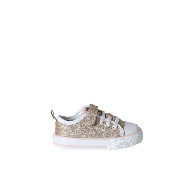 Basket lacées et scratchées or <span itemprop=