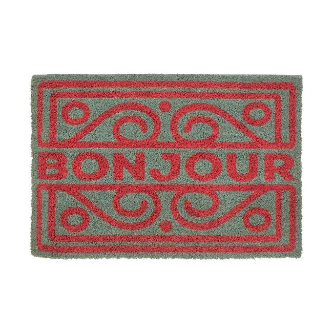 Neon Bonjour Coir Doormat, red, SO'HOME