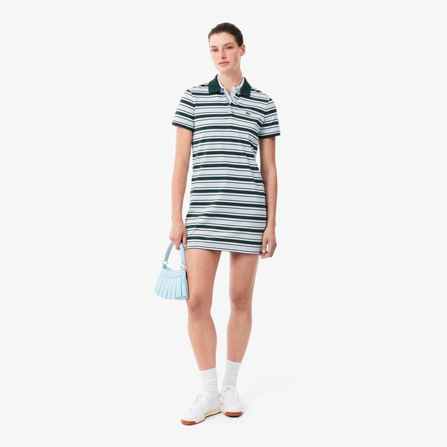 Robe polo rayée coton vert-vp6 <span itemprop=