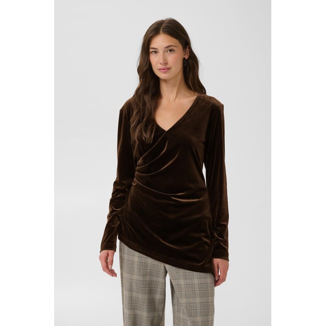 Blouse à manches longues marron coffeebean <span itemprop=