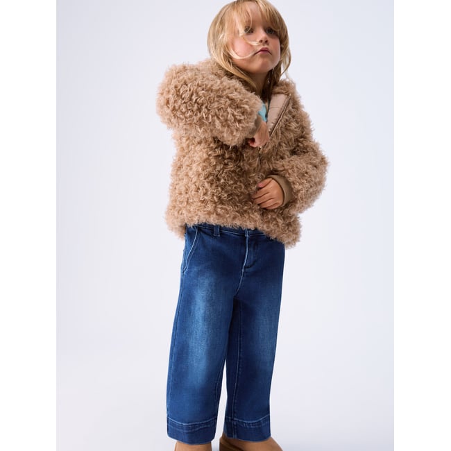 Manteau en teddy avec capuche beige <span itemprop=