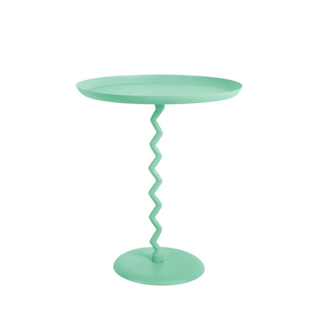 Table d'appoint ronde en métal  44cm- ZIGZAG Couleur turquoise <span itemprop=