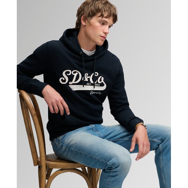 Sweat à capuche SD&Co Washed Embroidered coupe décontractée - SUPERDRY
