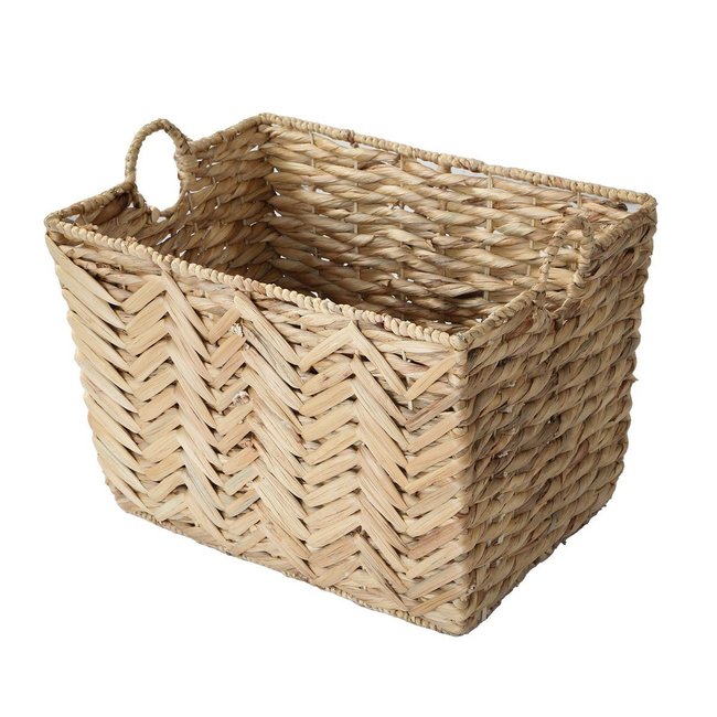 Panier haut en jacinthe d'eau grand modèle - L52xH37 cm Couleur bois clair <span itemprop=