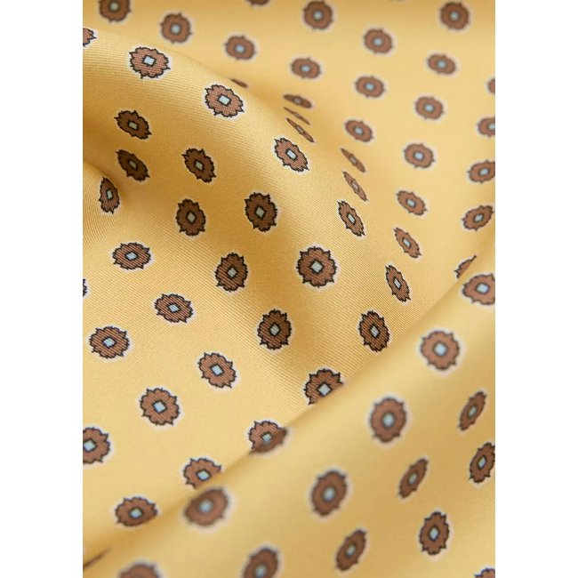 Foulard 100 % soie imprimé jaune <span itemprop=