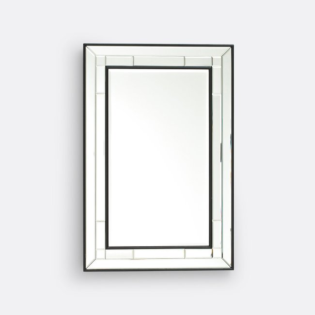 Miroir rect. finition biseautée 60x90 cm, Andella noir <span itemprop=