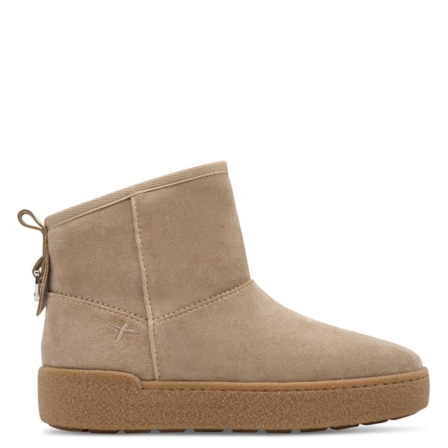 Bottine en cuir marron taupe <span itemprop=