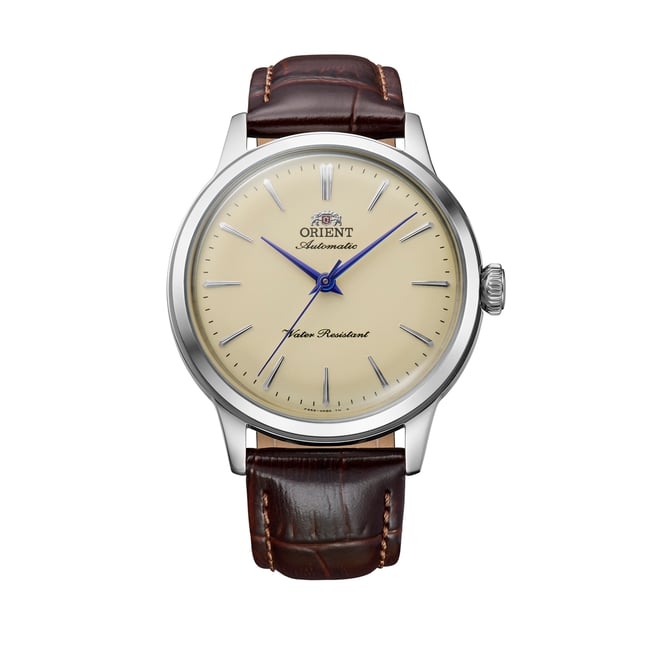 Montre Analogique  BAMBINO argenté ivoire marron foncé <span itemprop=