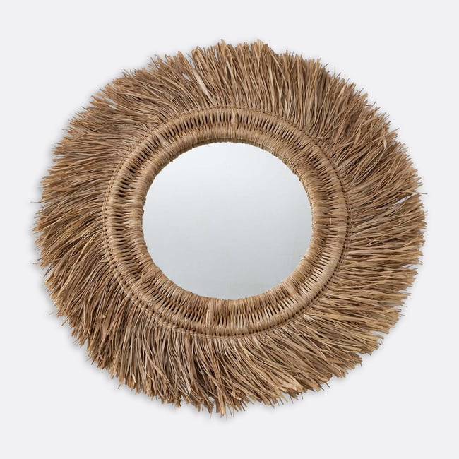 Loully round mirror in woven straw, diameter 100cm, natural, LA REDOUTE INTERIEURS