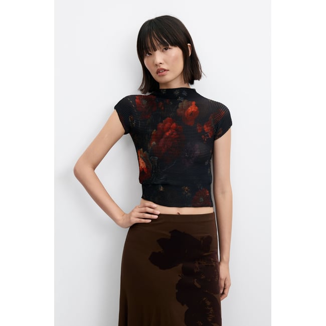 blouse à imprimé fleuri noir <span itemprop=