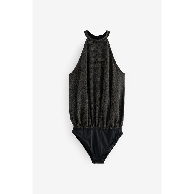 Body scintillant à dos nu noir <span itemprop=