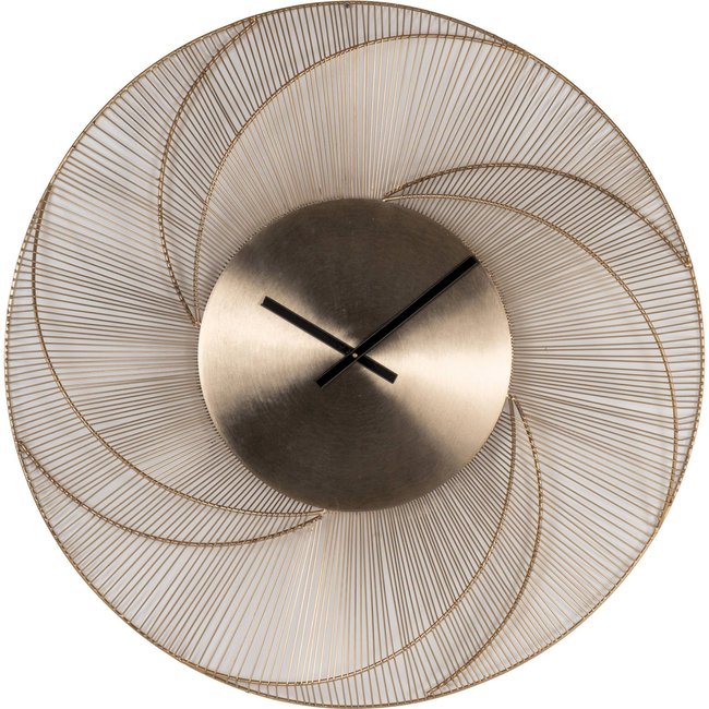 Horloge murale dorée design rond à effet soleil décoratif Couleur doré effet soleil <span itemprop=