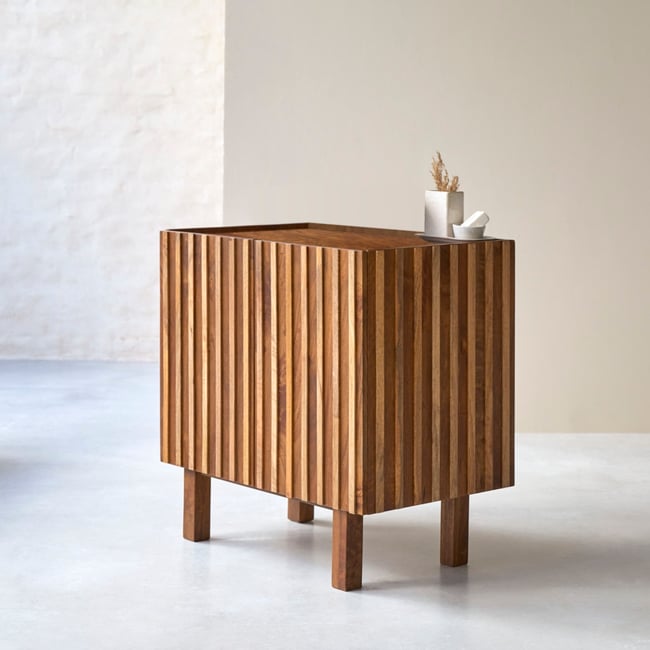 Meuble Salle De Bain en Manguier massif, MILO Couleur marron foncé <span itemprop=