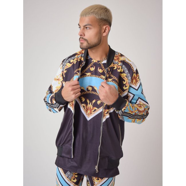 Veste col bomber motif baroque 