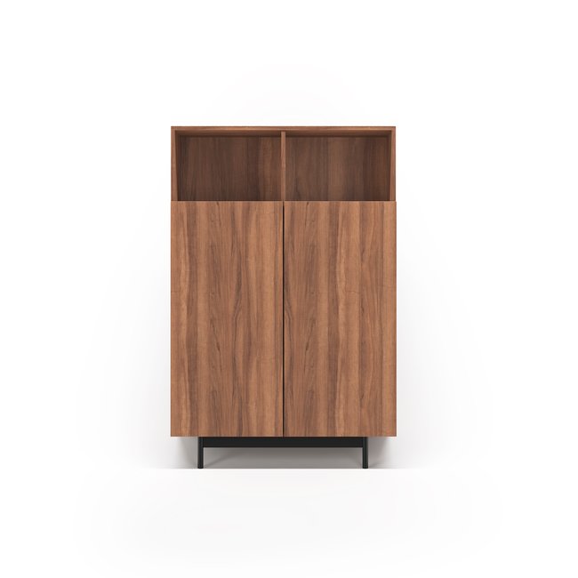 Buffet L mélamine 2 portes, Printed Couleur noyer <span itemprop=