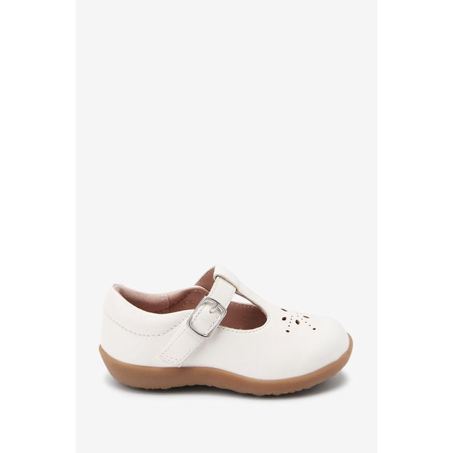 Chaussures salomé premiers pas pointure large blanc <span itemprop=