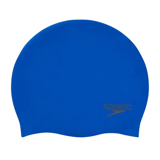 Bonnet de bain uni en silicone bleu vif <span itemprop=