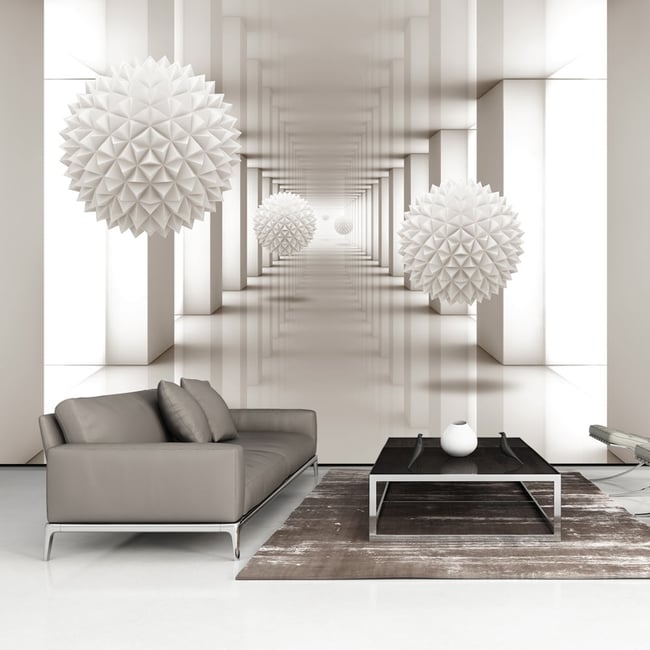 Papier peint intissé panoramique 3D et Perspective Gateway to the Future Couleur gris / argent <span itemprop=