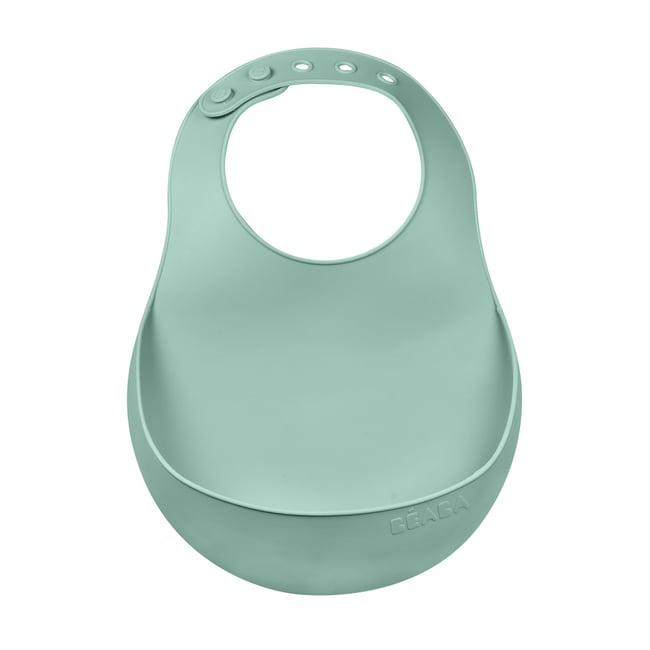 Bavoir silicone récupérateur réglable vert sauge <span itemprop=