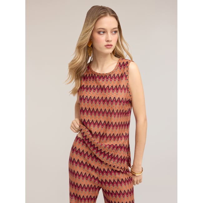 Top à imprimé chevron orange soleil <span itemprop=