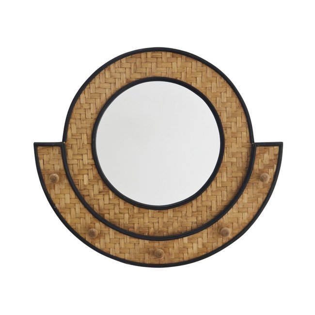 Miroir décoratif bois patères Couleur bois clair <span itemprop=