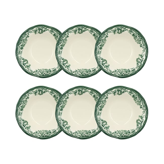 Lot de 6 coupelles 23cl en grès, Faustine Couleur blanc-vert <span itemprop=