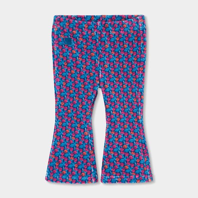 Pantalon fille imprimé fleurs évasé multicolore <span itemprop=