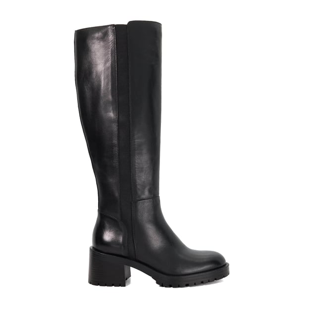 Bottes hauteur genou en cuir - TAISY black-leather <span itemprop=