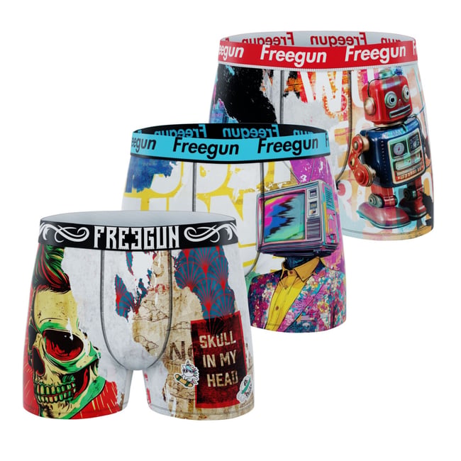 Lot De 3 Boxers Microfibre beige/jaune/rose/turquoise/rouge/noir/blanc <span itemprop=