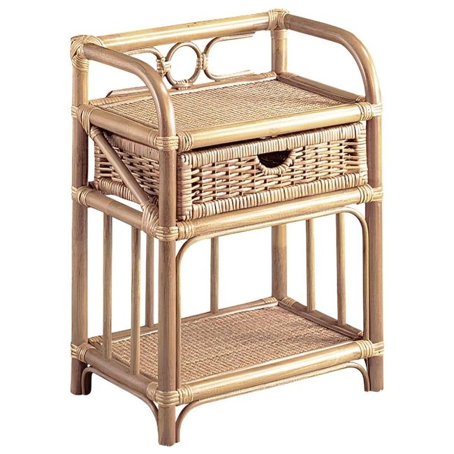 Table de chevet en rotin Madiun Couleur multicolour <span itemprop=