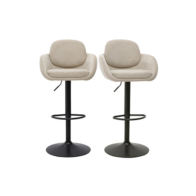 Tabourets de bar réglable pivotants 360° en tissu chenille terre brûlée et métal noir (lot de 2) SLAKE - MILIBOO