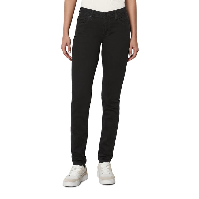 Jeans modèle Alva slim en mélange de coton bio stretch noir <span itemprop=