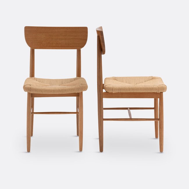 Set of 2 andre solid oak chairs with braided seats oak La Redoute Interieurs La Redoute