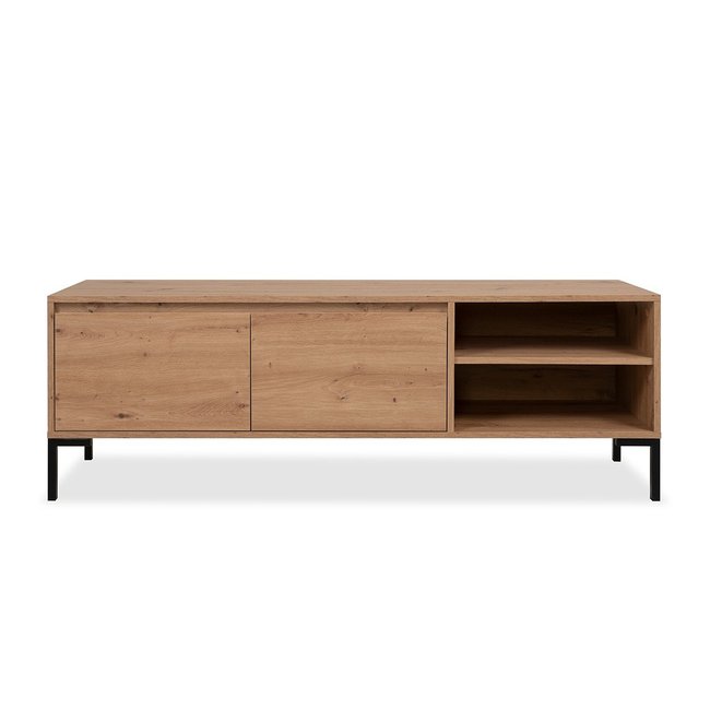 Meuble TV 2 Abattants 2 Niches L150 cm - PLOCK Couleur bois clair <span itemprop=