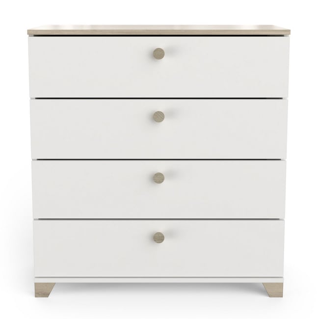 Commodes 4 tiroirs décor chêne kronberg et blanc - L79,7 cm Couleur bois clair <span itemprop=