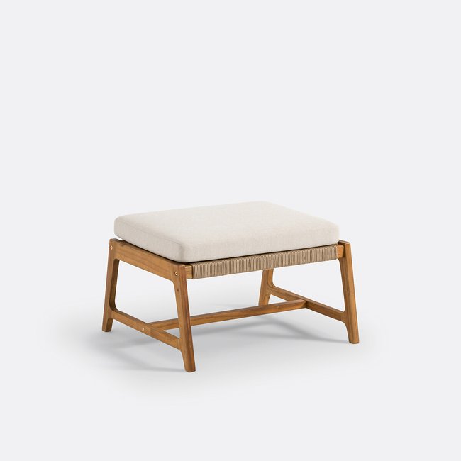 Repose-pied de jardin en acacia, Natou beige/écru <span itemprop=